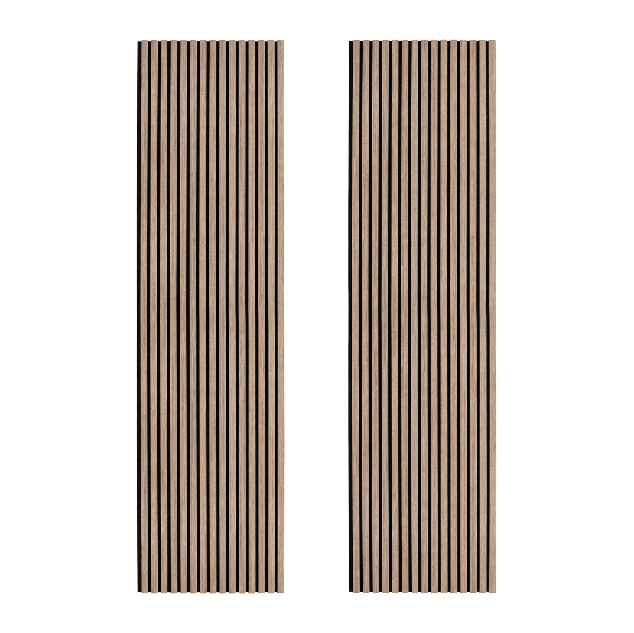 foto del prodotto coppia di pannelli fonoassorbenti con doghe noce chiaro 3d in legno 2400 x 600mm