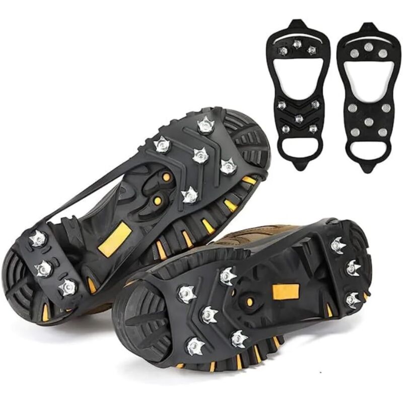 foto del prodotto coppia di ramponi da 8 denti per scarpe da trekking, ramponi da neve per escursioni su ghiaccio, neve, inverno, trekking all aperto l 40 45 
