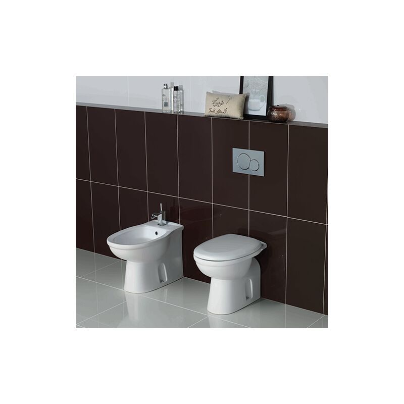 foto del prodotto coppia di sanitari a terra filomuro in ceramica 36x51 cm bianco lucido rak ceramics oxford senza copri wc