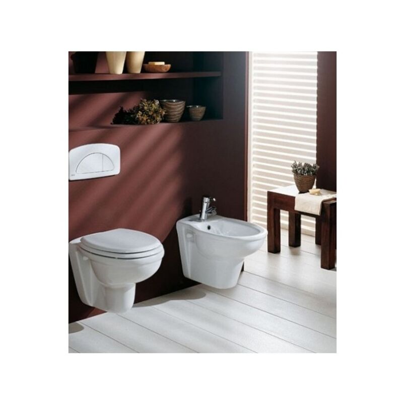 foto del prodotto coppia di sanitari sospesi in ceramica 37x55 cm bianco lucido rak ceramics karla senza copri wc