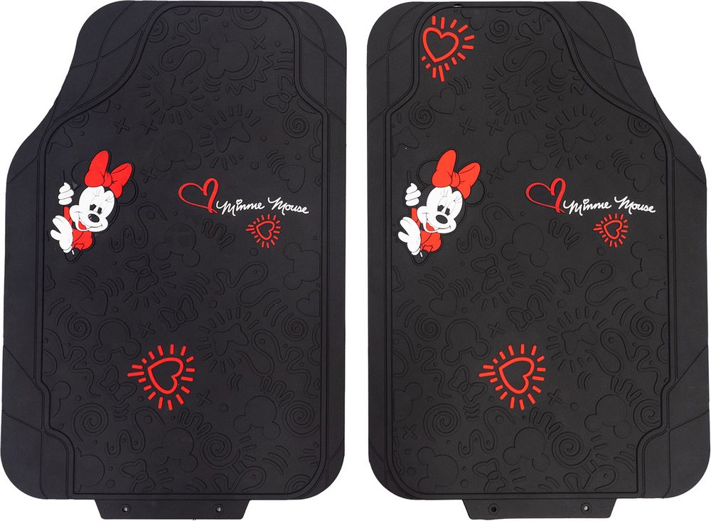 foto del prodotto coppia di tappetini per auto minnie mouse, in pvc, universali