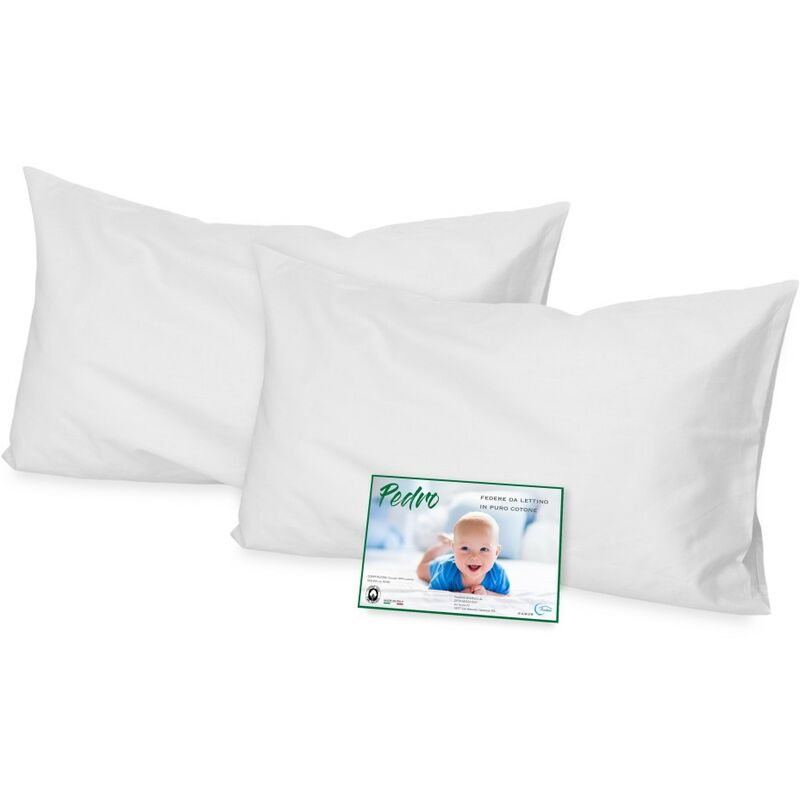 foto del prodotto coppia federa pedro per lettino bambino cm. 40x60 tutti i colori bianco