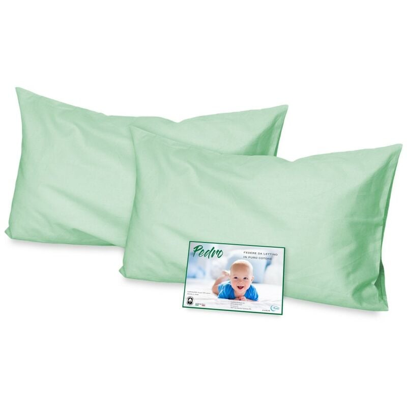 foto del prodotto coppia federa pedro per lettino bambino cm. 40x60 tutti i colori verdino
