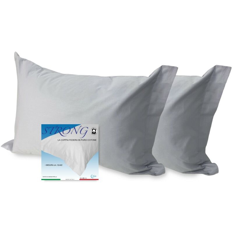 foto del prodotto coppia federa per guanciale strong tinta unita grigio cm. 52x82