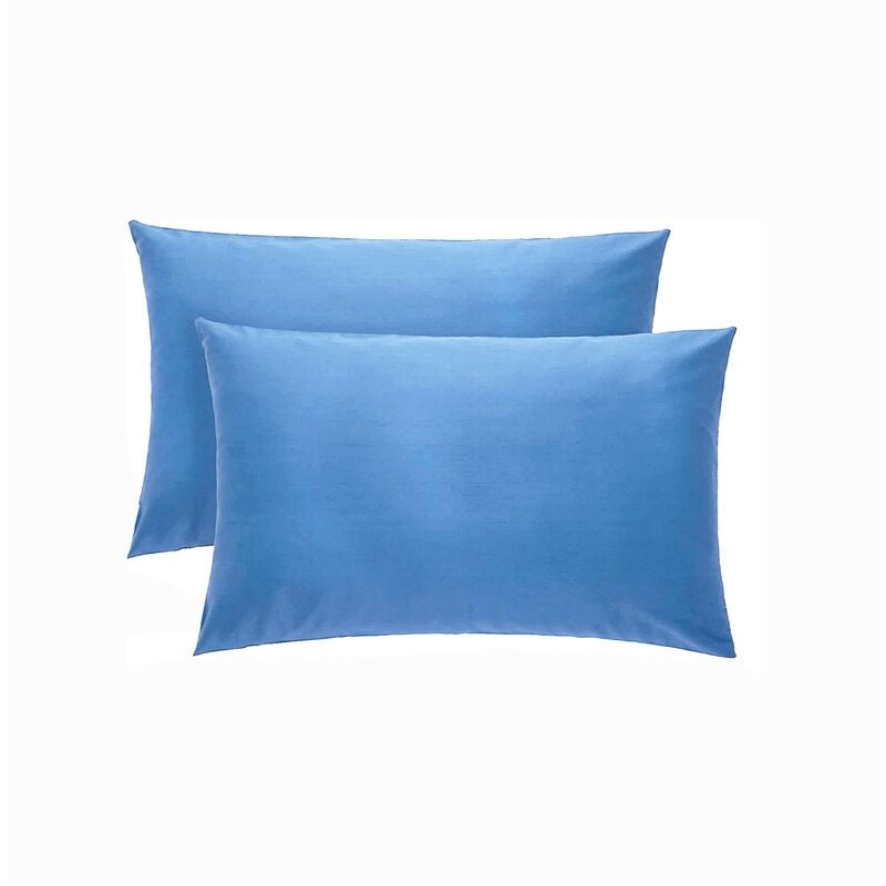 foto del prodotto coppia federe blu cobalto 100 cotone, 52 x 82 cm, set di 2 cuscino letto, chiusura a busta, tinta unita, made in italy - klulk