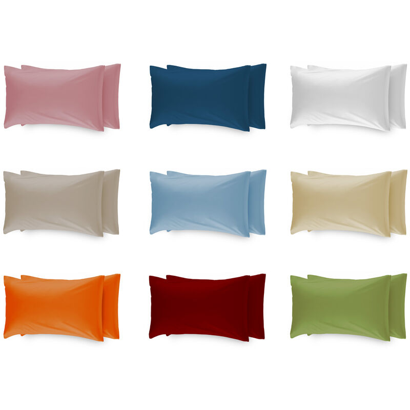 foto del prodotto coppia federe cuscino guanciale letto in microfibra no stiro in tinta unita, misurafederecolorerosa