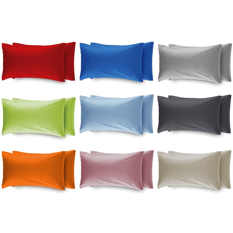 foto del prodotto coppia federe per camper roulotte con patella 100 cotone tinta unita, misurafederecolorerosso