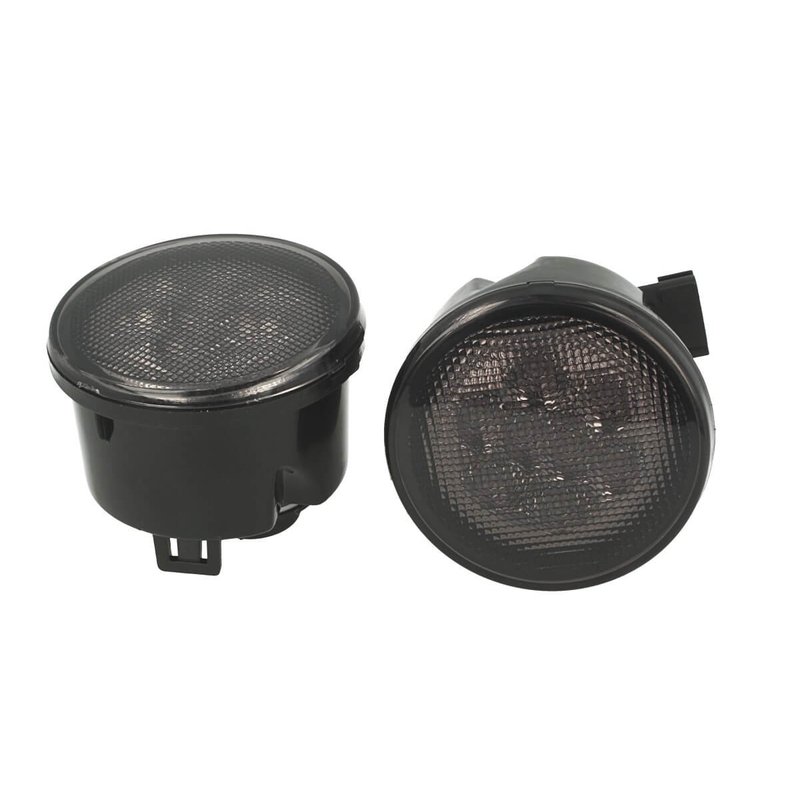 foto del prodotto coppia frecce led anteriori indicatore lente fume per jeep wrangler jk 2007 2017 arancione 12v 3w