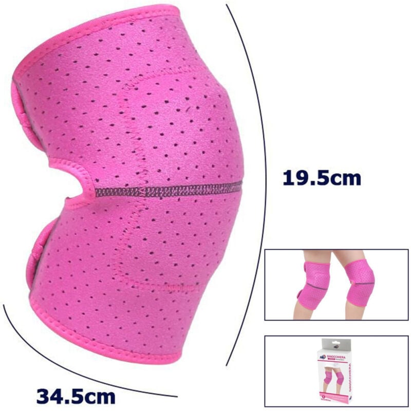 foto del prodotto coppia ginocchiera fascia tutore anallergica lavabile per bambine colore rosa m - - trade shop traesio