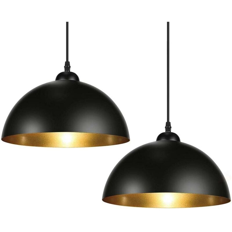 foto del prodotto coppia lampadari sospensione moderno design industriale lampada metallo nero oro