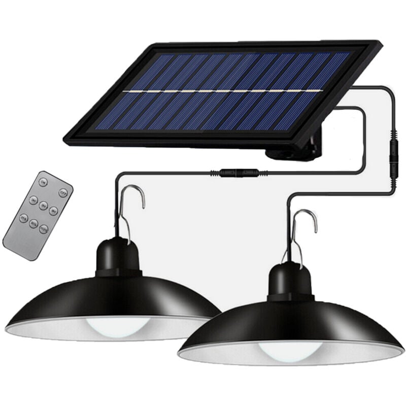 foto del prodotto coppia lampade a sospensione energia solare lampadario faretto faro campeggio