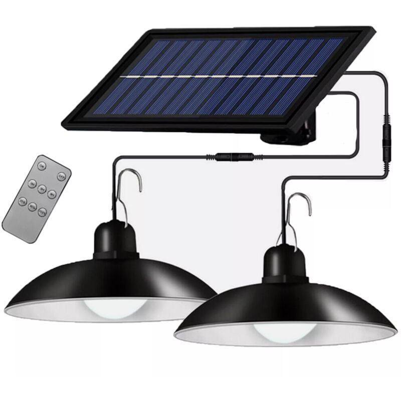 foto del prodotto coppia lampade a sospensione lampadario faretto faro campeggio energia solare