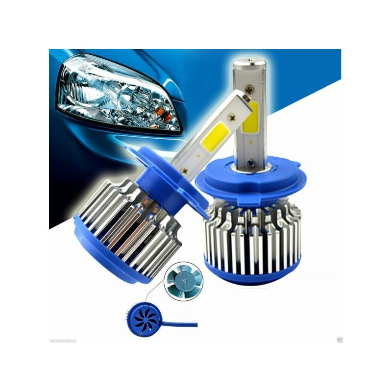 foto del prodotto coppia lampade fari ricambio auto h7 led 3600 lumen 6000k 12v 40w con ventola