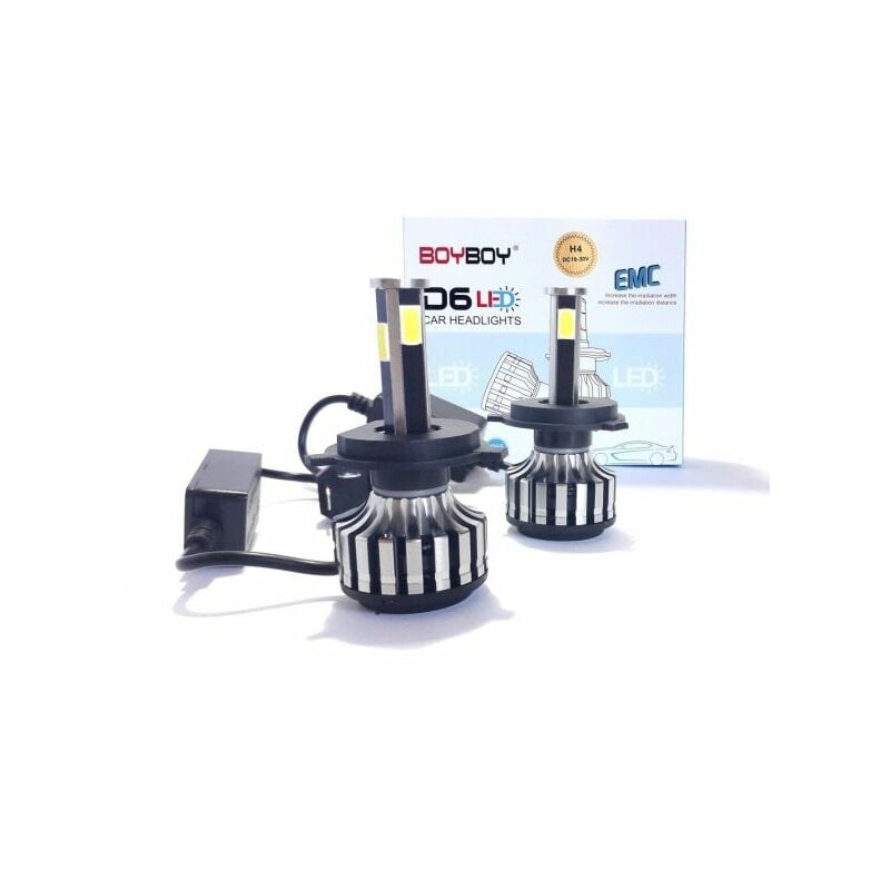 foto del prodotto coppia lampade led auto fari h4 d6 moto kit lampadine 38w 6000k 4200lm
