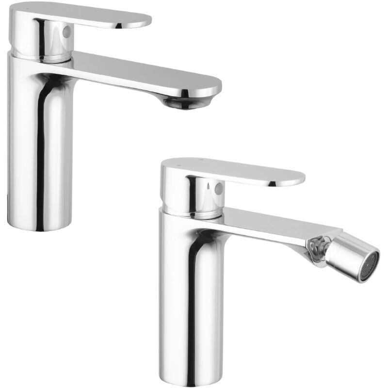 foto del prodotto coppia miscelatori lavabo bidet senza scarico in ottone cromato mod. kerry