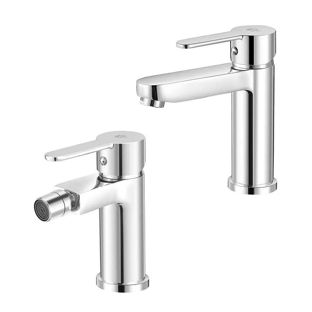 foto del prodotto coppia miscelatori lavabo e bidet cromati iole in ottone scarico incluso