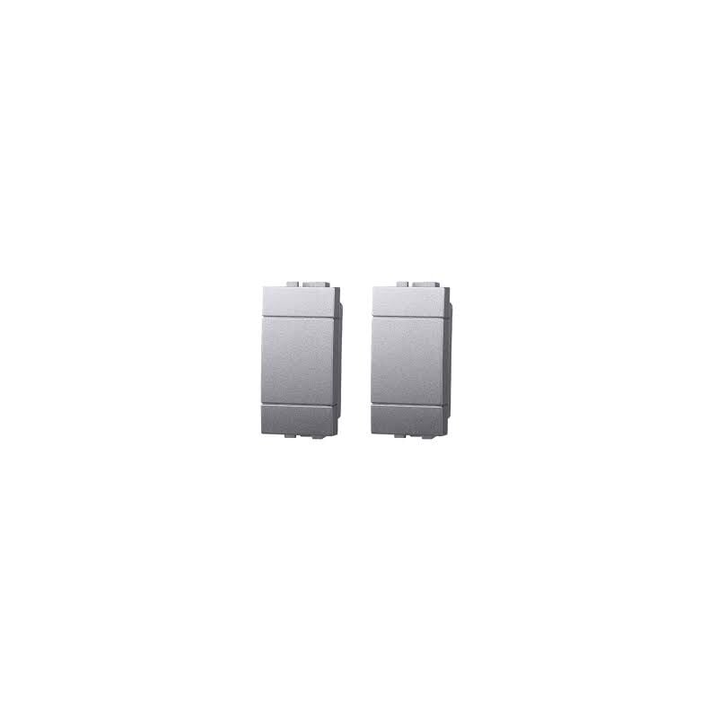 foto del prodotto coppia modulo falso polo copritasto 1p silver compatibile bticino serie living ettroit