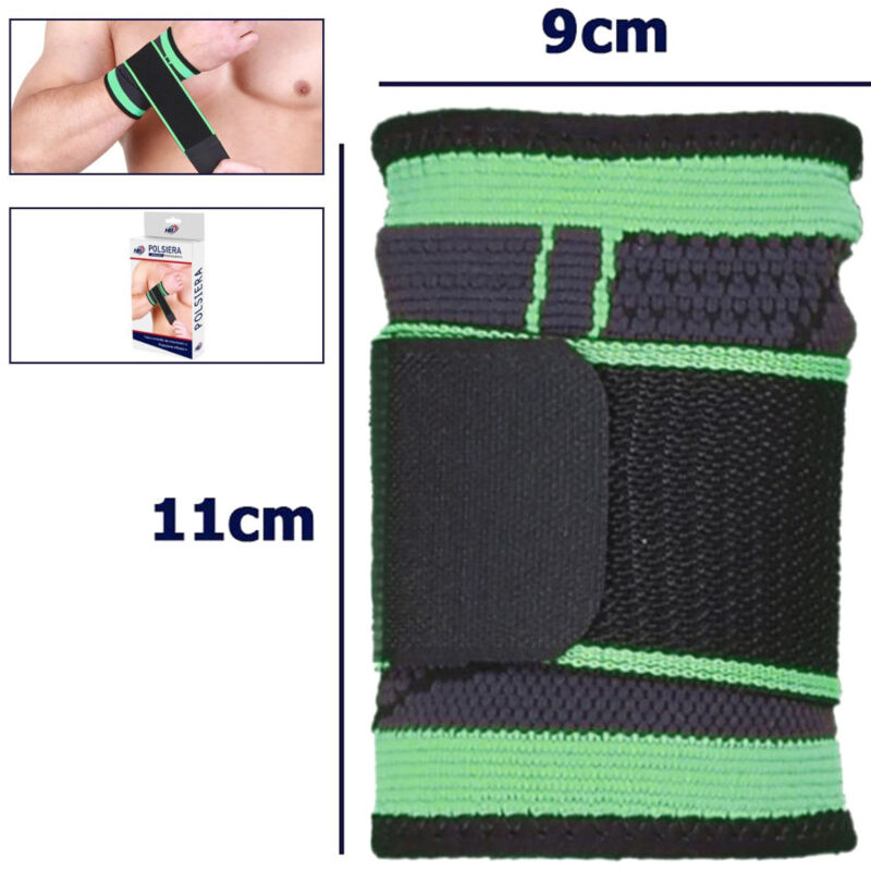 foto del prodotto coppia polsini elastici per polso fitness sport anallergico protezione verde trade shop traesio