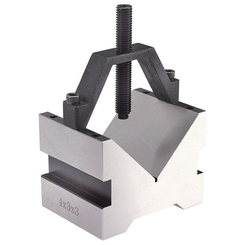 foto del prodotto coppia prisma acciaio temprato 90 gradi 100x75x75 mm con morsetto fervi p302 2c