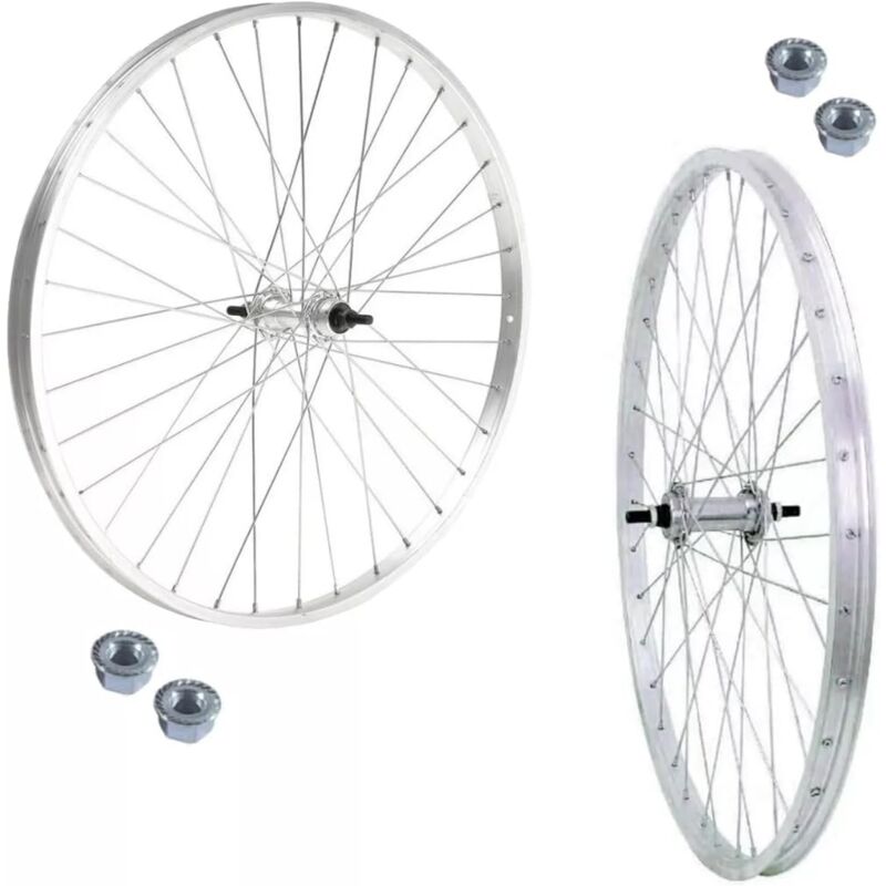 foto del prodotto coppia ruote cerchio anteriore posteriore 26 x 1. 3 8 bici 7 velocita in alluminio x city bike
