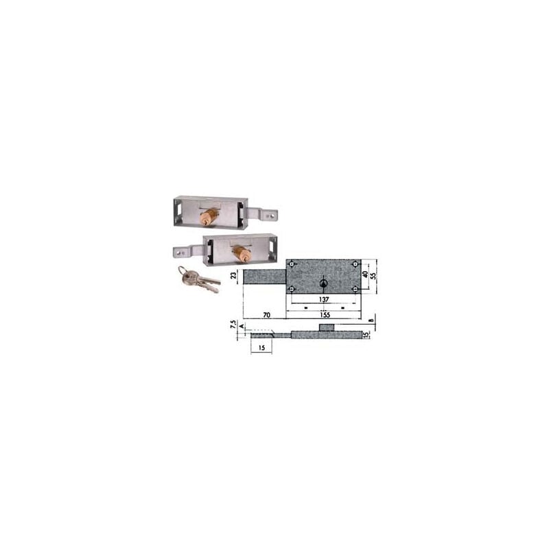 foto del prodotto coppia serrature serranda laterale cilindro fisso tondo 41526 mm.155x15x55h. 41526780 