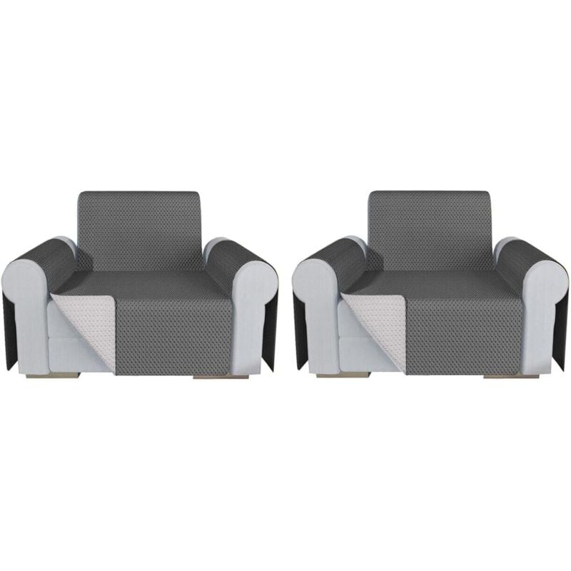 foto del prodotto coppia set 2 copripoltrona proteggi salva poltrona universale fodera double face elegante grigio