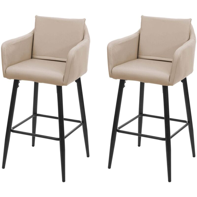 foto del prodotto coppia sgabelli bar lounge hhg 754 poggiapiedi 105x54x53cm, ecopelle beige tortora