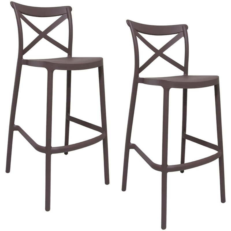 foto del prodotto coppia sgabelli da bar in plastica polipropilene sprint marrone h 75 cm