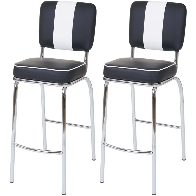 foto del prodotto coppia sgabelli design anni 50 retr vintage avellino metallo ecopelle 46x38x107cm nero