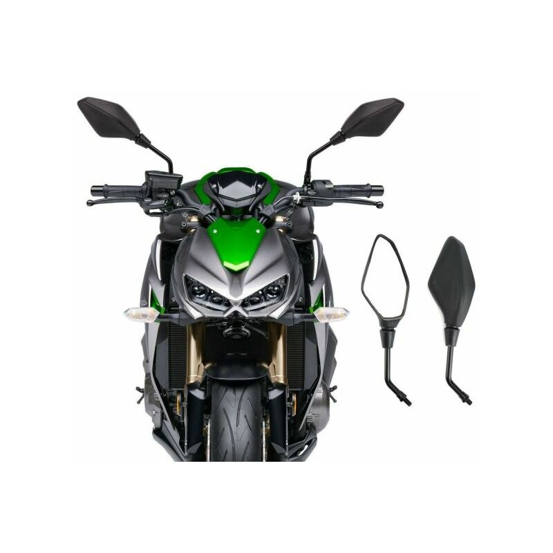 foto del prodotto coppia specchietti retrovisori moto cross scooter custom nero m8 m10