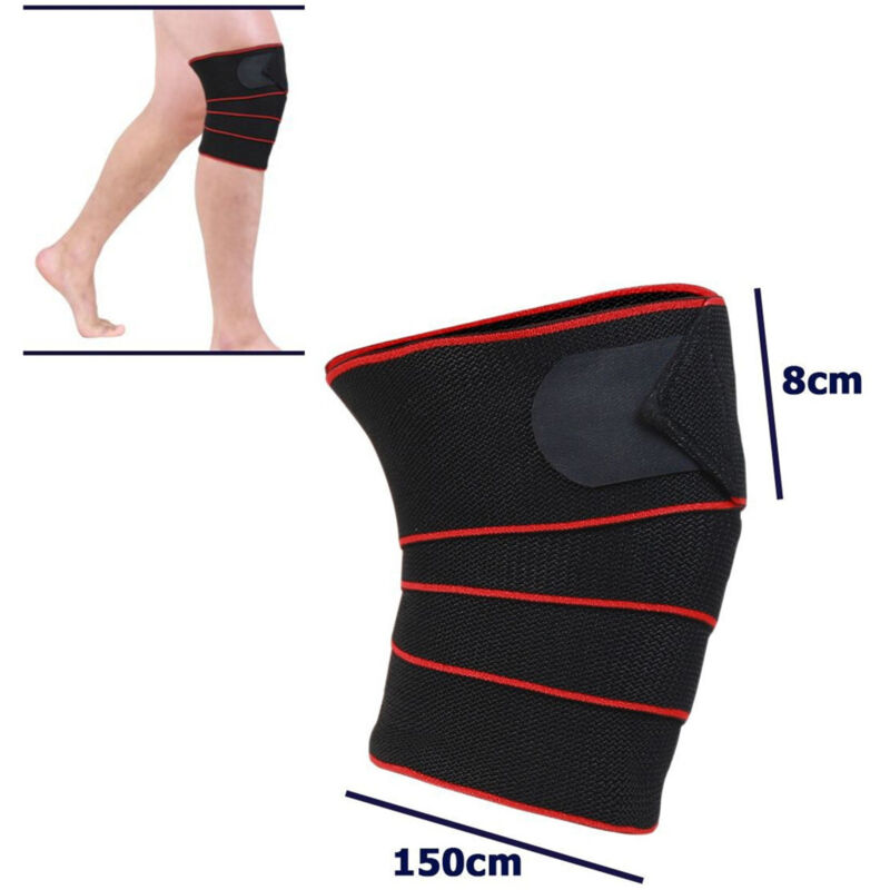 foto del prodotto coppia supporto tutore benda per ginocchio fascia per corridori 150x8cm rosso trade shop traesio