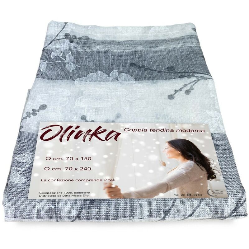 foto del prodotto coppia tendina boucl vetro olinka grigio con lurex coppia 2 teli cm. 70x150