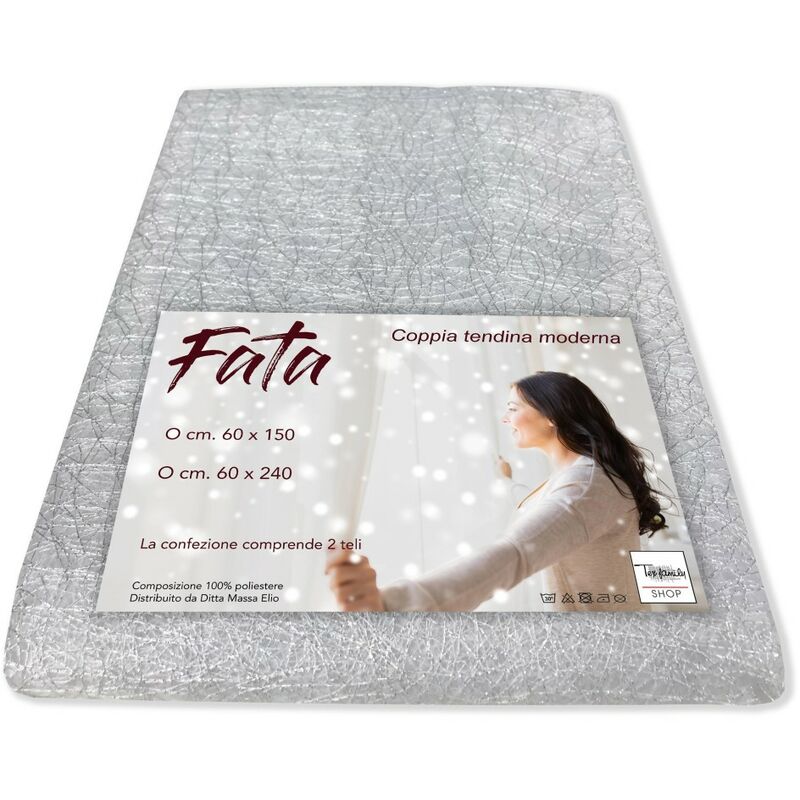foto del prodotto coppia tendina vetro fata bianco organza mille fili coppia 2 teli cm. 60x240