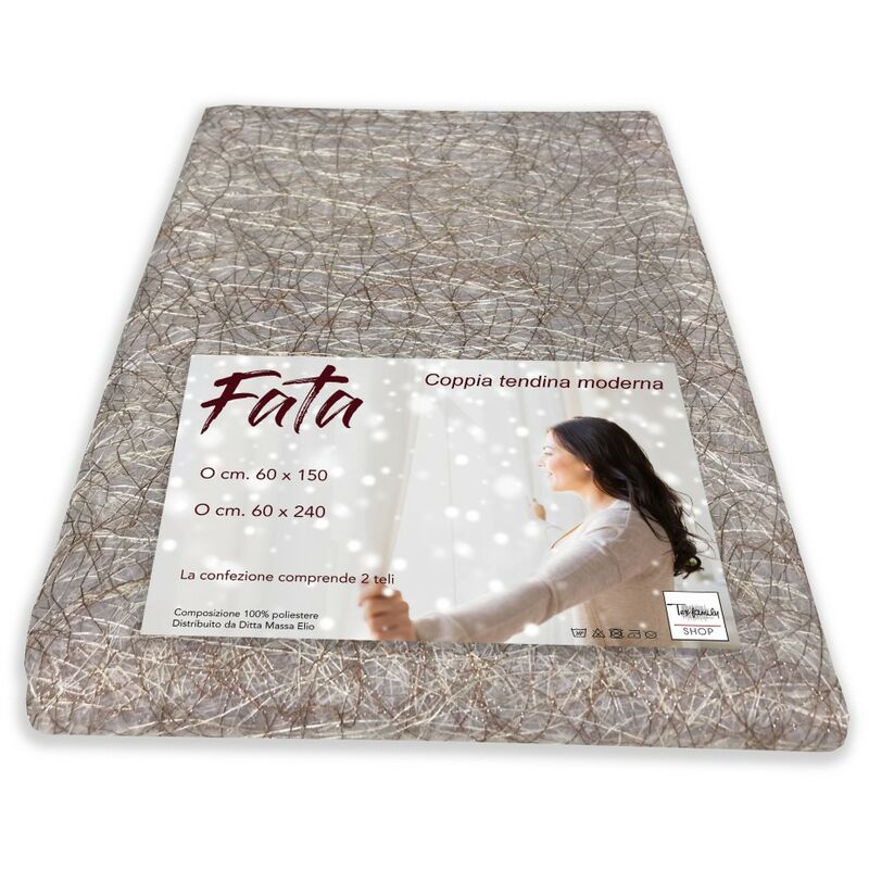 foto del prodotto coppia tendina vetro fata marrone organza mille fili coppia 2 teli cm. 60x150