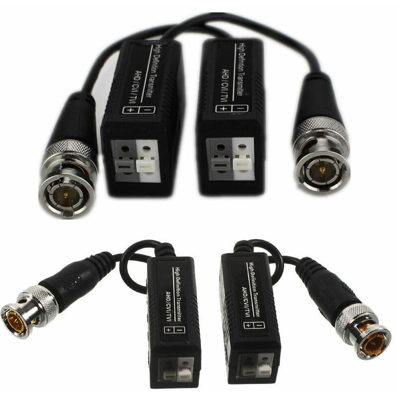 foto del prodotto coppia trasmettitori video balun passivi ahd hdcvi hdtvi cctv bnc utp cat5 1080p