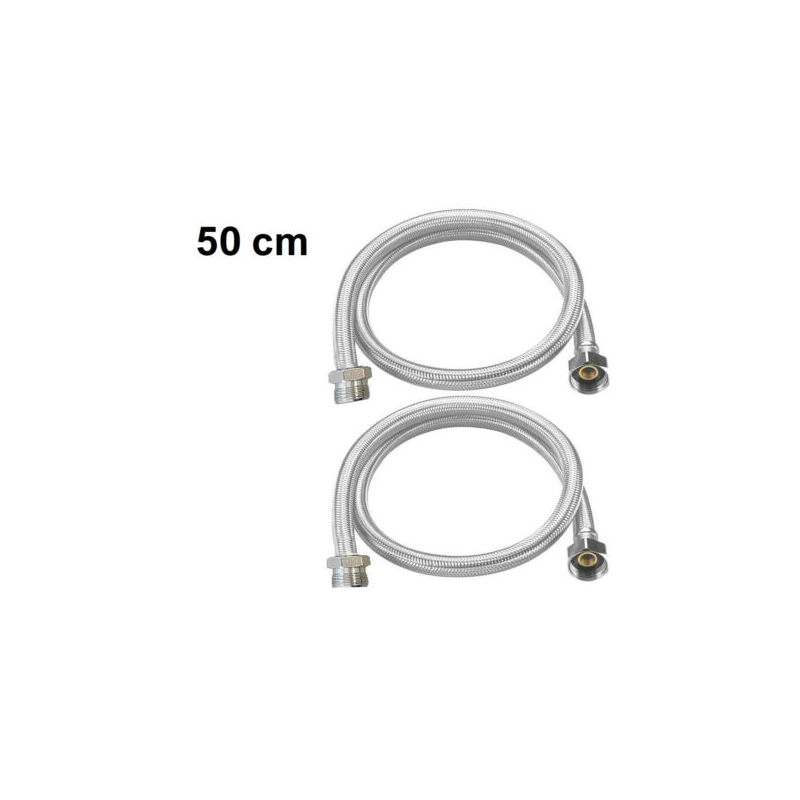 foto del prodotto coppia tubo flessibile 50cm tubi di ingresso 1 2x1 2 maschio femmina dgo 176