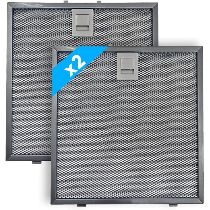foto del prodotto coppia x2 filtro metallico per cappa falmec, dimensioni 235x245x8 mm, high performance filter, pratica maniglia di sgancio a innesti rinforzati