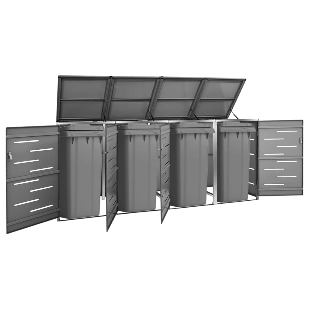 foto del prodotto copri bidoni pattume quadruplo 276,5x77,5x115,5cm acciaio inox cod mxl 53572