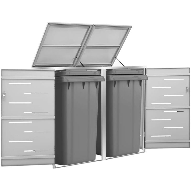 foto del prodotto copri bidoni pattumiera doppia 138x77,5x112,5 cm acciaio inox vidaxl