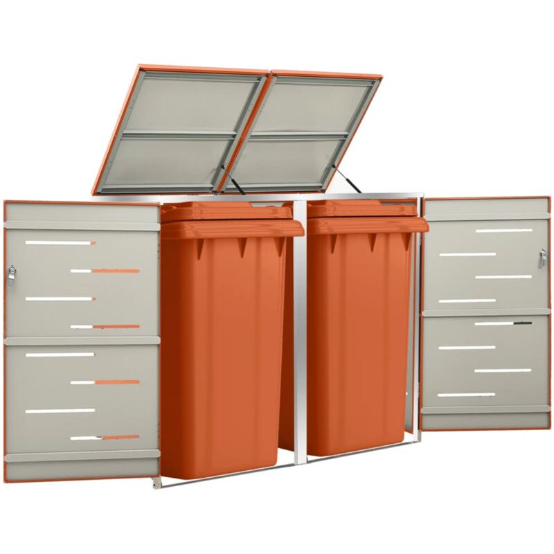 foto del prodotto copri bidoni pattumiera doppia 138x77,5x112,5 cm acciaio inox vidaxl