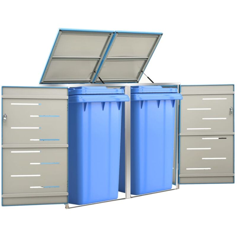 foto del prodotto copri bidoni pattumiera doppia 138x77,5x112,5 cm acciaio inox vidaxl