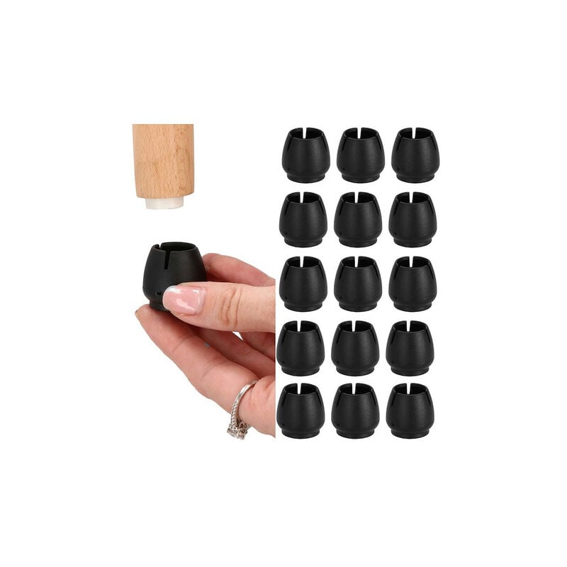 foto del prodotto copri gambe in silicone per sedie, 16 pezzi, neri, tappi protettivi da 12-16 mm.