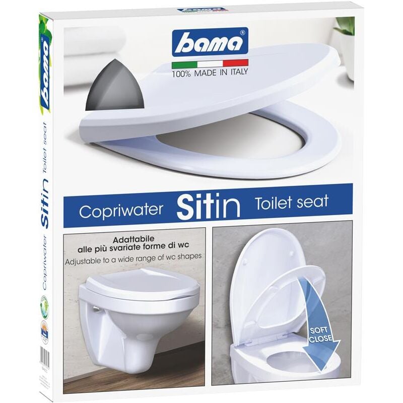 foto del prodotto copri water sit in con chiusura soft close colore bianco adattabile a diverse forme