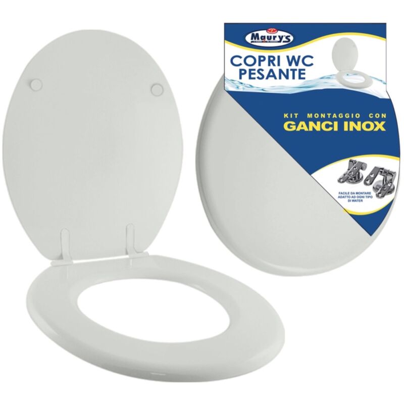 foto del prodotto copri water wc grigio kit di montaggio con ganci inox extra resistente maury s