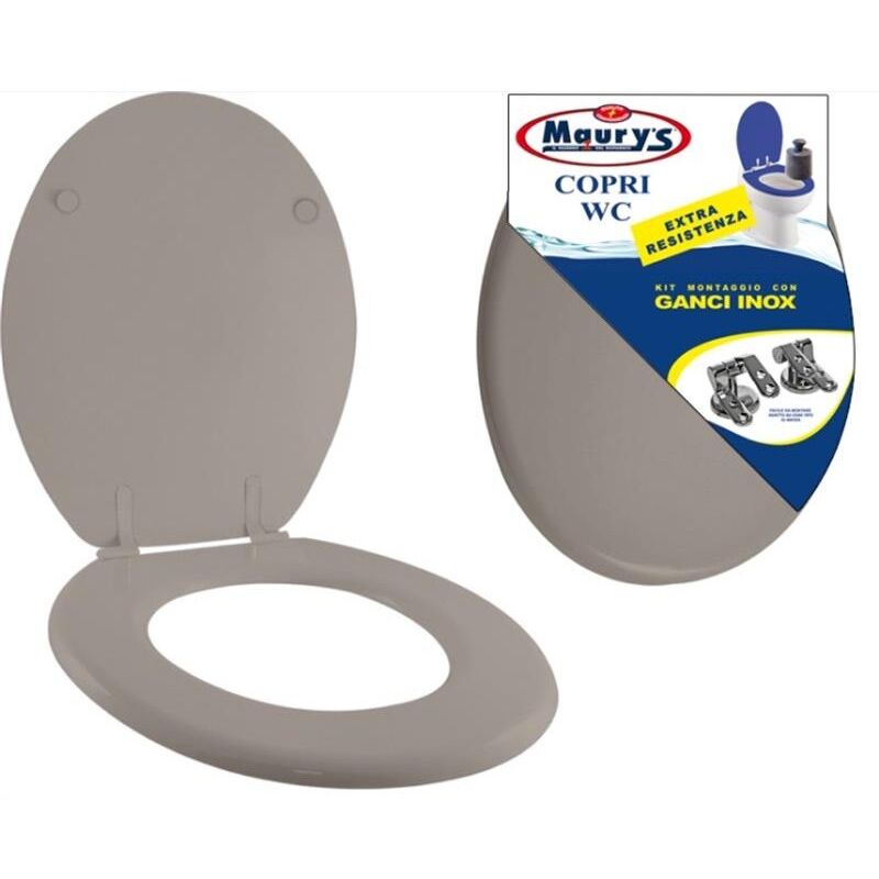 foto del prodotto copri water wc tortora kit di montaggio con ganci inox extra resistente maury s