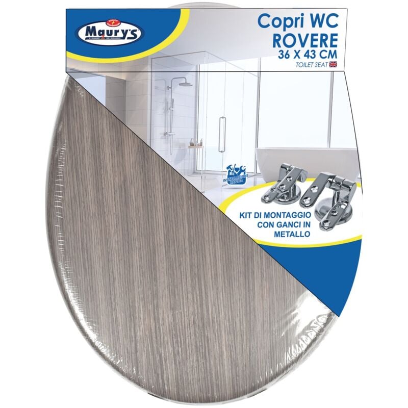 foto del prodotto copri wc extra rovere 36 x 43 cm con kit montaggio maury s