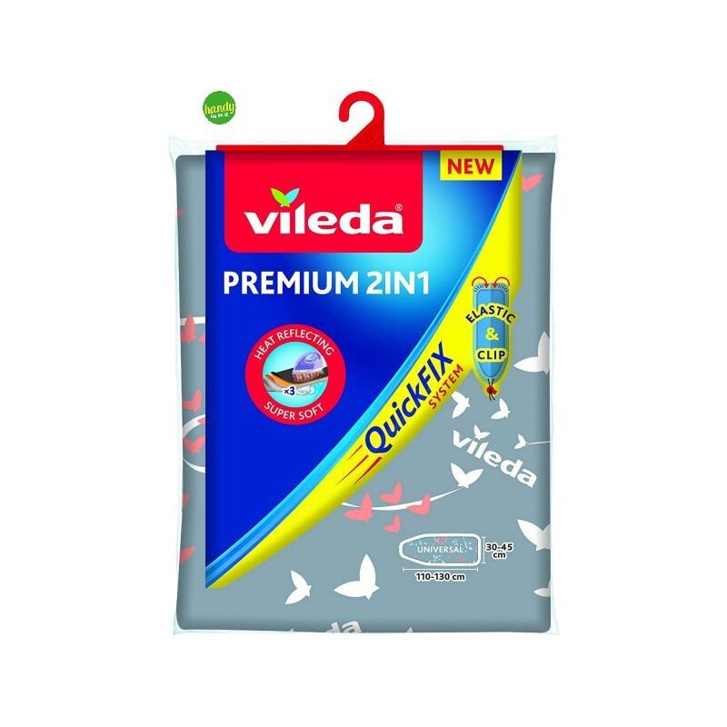 foto del prodotto copriasse da stiro vileda premium universale termoriflettente imbottito colore grigio argenteo