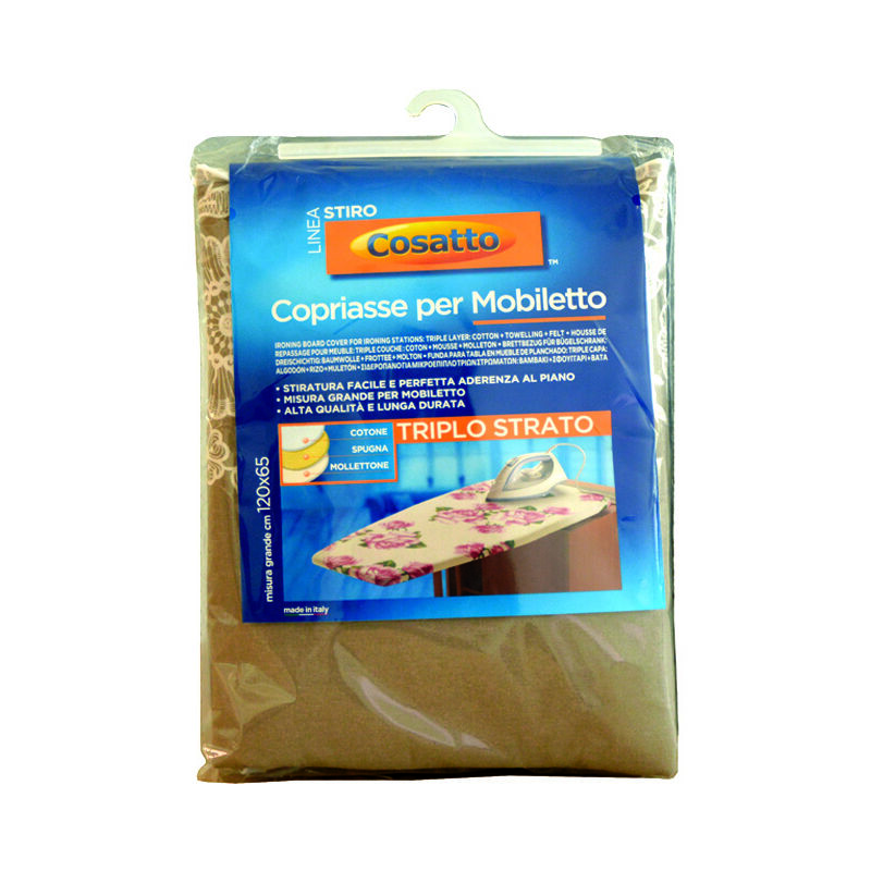 foto del prodotto copriasse per mobiletto stiro triplo strato con mollettone cm.120x65