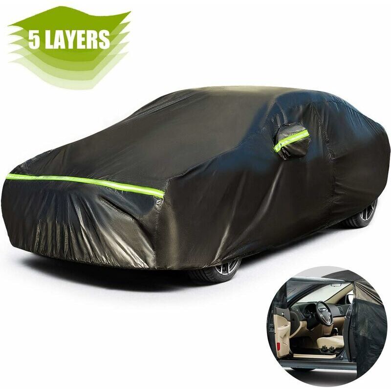 foto del prodotto copriauto copriauto impermeabile oxford per berlina con apertura laterale per cabina, cotone traspirante, anti uv neve polvere, nero