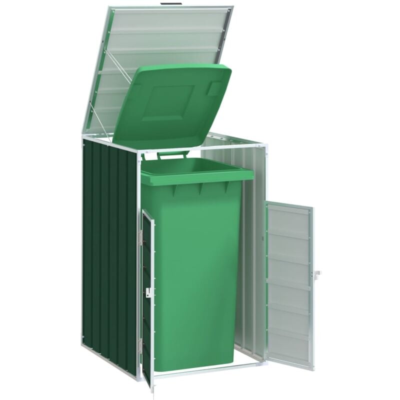 foto del prodotto copribidone con ruote bidone singolo verde 72x81x115cm acciaio vidaxl